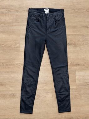 L’AGENCE Black Coated Skinny Jeans Leather Look Size 28